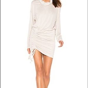 Free People Natural Beige Sundown Cowl Neck Ruched Mini Dress